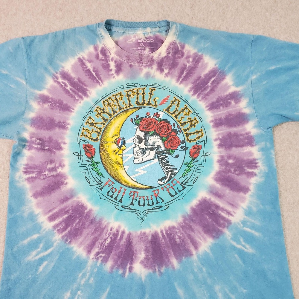 Grateful Dead Shirt Mens XL Blue Purple Tie Dye Fall Tour '89 Liquid Blue Band - Picture 3 of 11